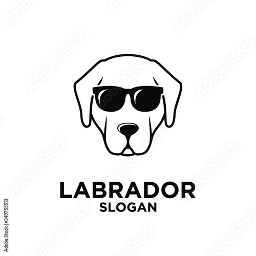 labrador Retriever dog head used sunglasses logo icon design	