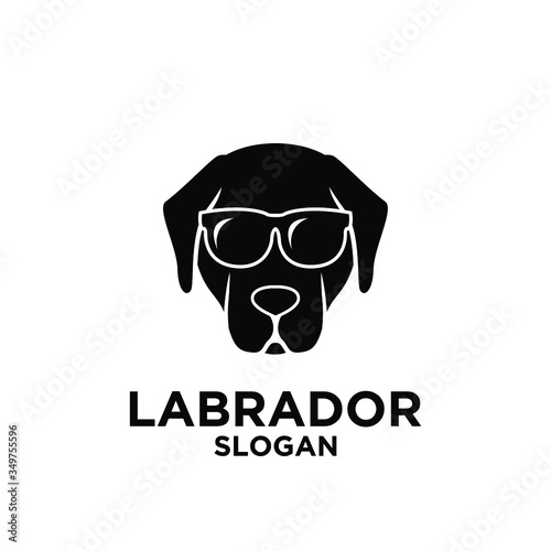 labrador Retriever dog head used sunglasses logo icon design	