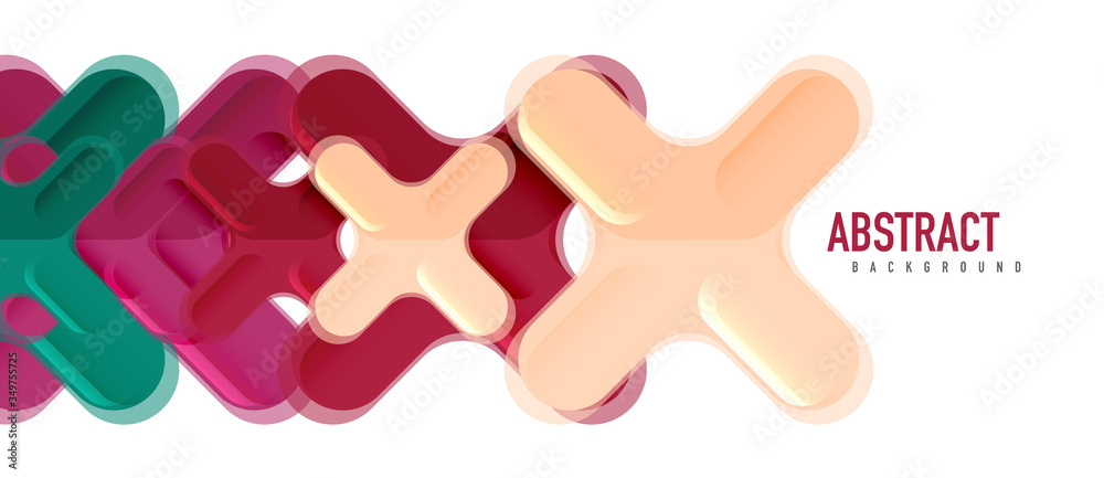 Glossy multicolored plastic style cross composition, x shape design, techno geometric modern abstract background. Trendy abstract layout template Glossy multicolored plastic style cross composition, x shape design, techno geometric modern abstract background. Trendy abstract layout template