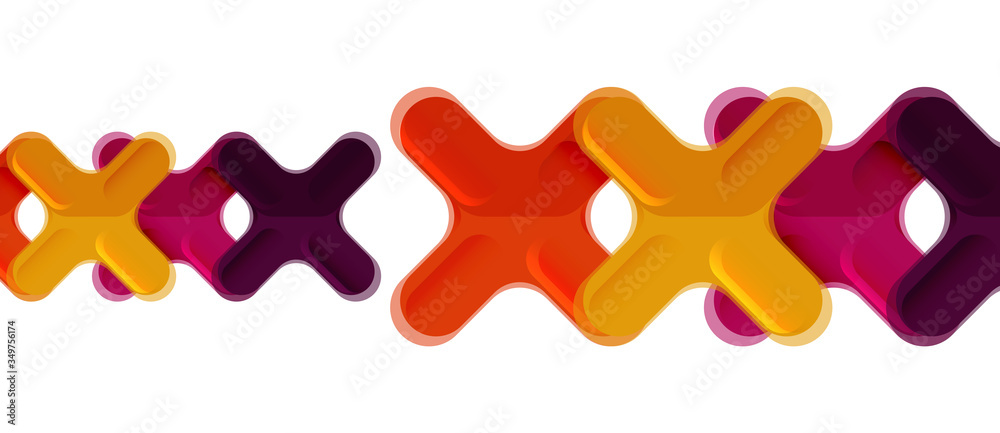 Glossy multicolored plastic style cross composition, x shape design, techno geometric modern abstract background. Trendy abstract layout template Glossy multicolored plastic style cross composition, x shape design, techno geometric modern abstract background. Trendy abstract layout template