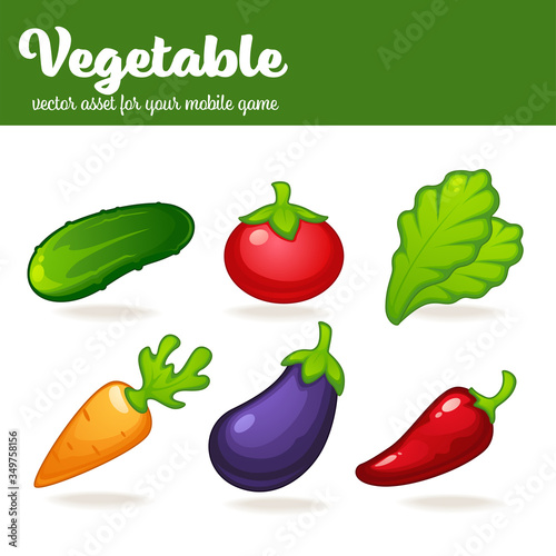 cartoon vegetables, mobile  game asset