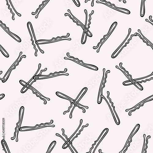 Invisible hairpins. Seamless vector pattern (background). Cartoon print.