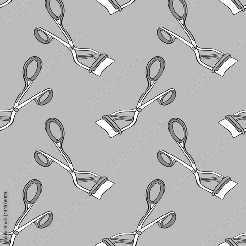 Eyelash curler. Seamless vector pattern (background).