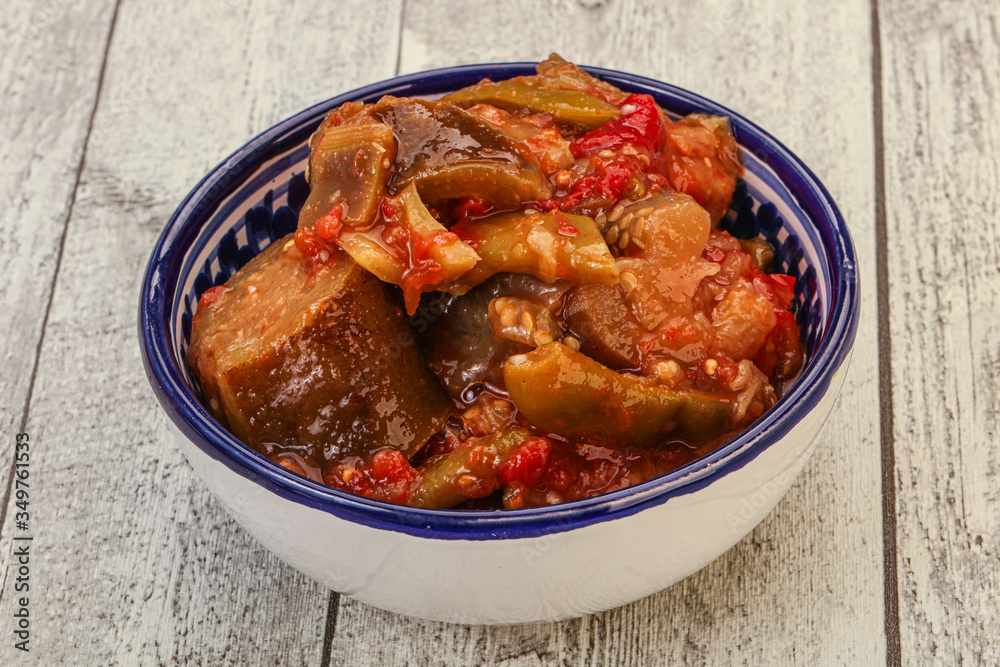 Caucasian vegan cuisine - ajapsandali with vegetables Caucasian vegan cuisine - ajapsandali with vegetables