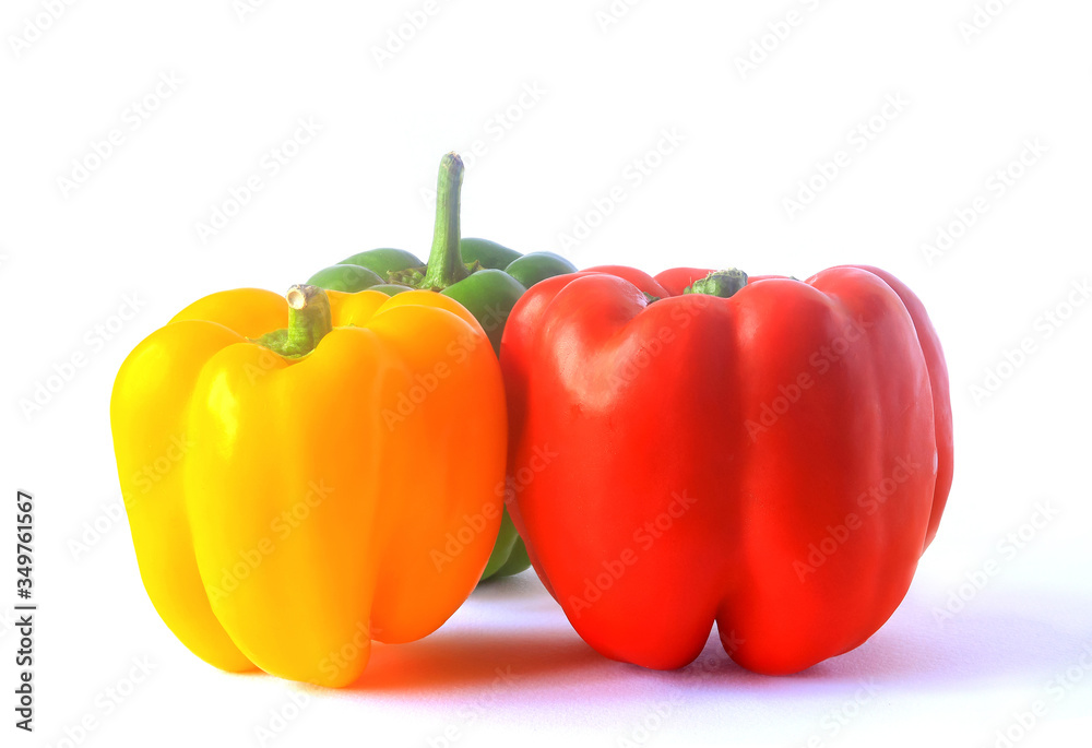 Three Bell Pepper isolated on white background
