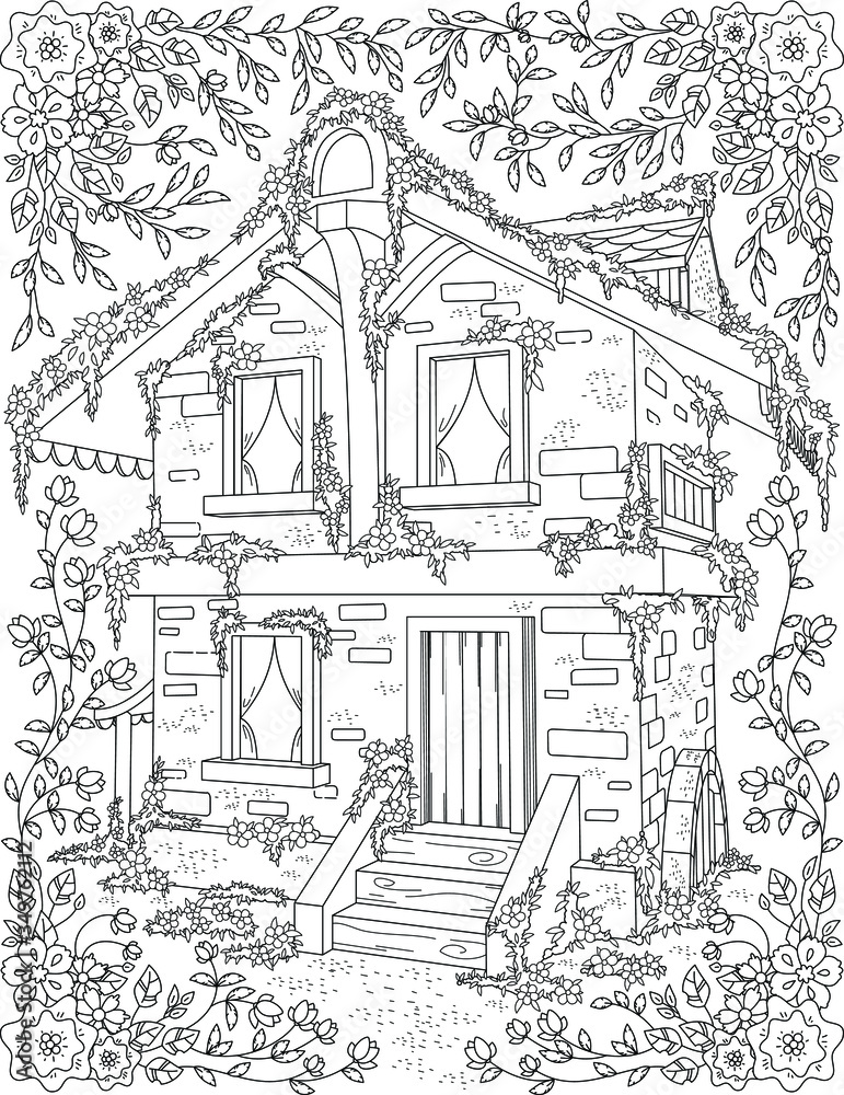 Country Garden Coloring Page Printable // Digital Download -  Portugal