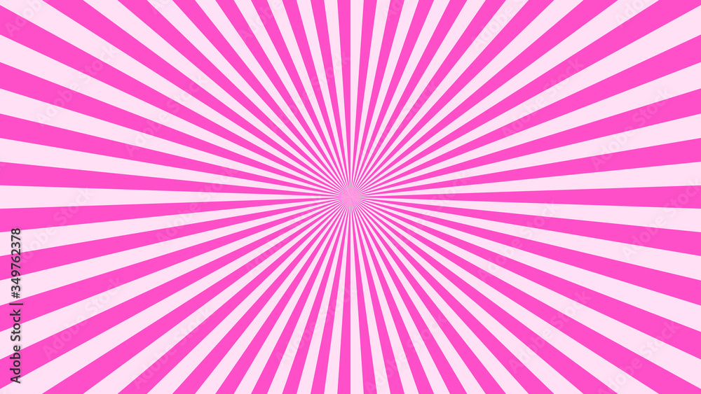 Abstract starburst background with pink rays. Banner vector illustration.