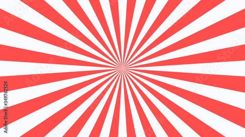 Abstract starburst background with red rays. Banner vector illustration.