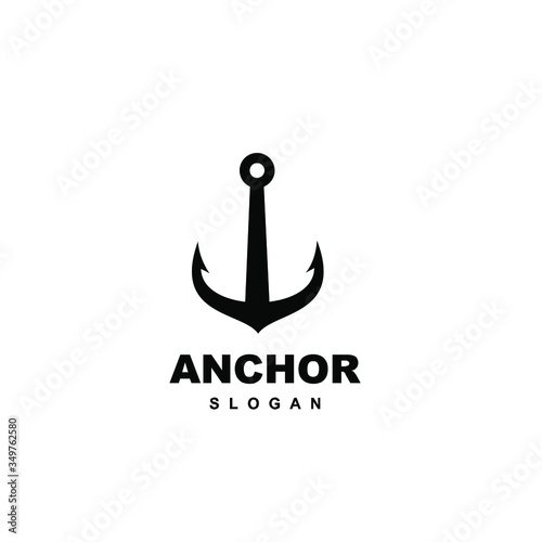 abstract vintage anchor shield black logo icon design
