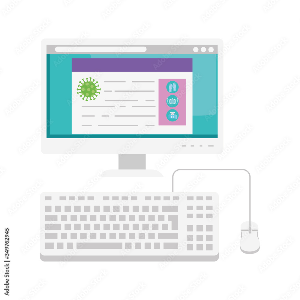 searching covid 19 online in computer vector illustration design searching covid 19 online in computer vector illustration design