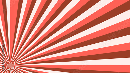 Abstract starburst background with red rays. Banner vector illustration.