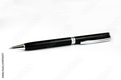 black metal pen isolated on white background, executive pen, desk pen