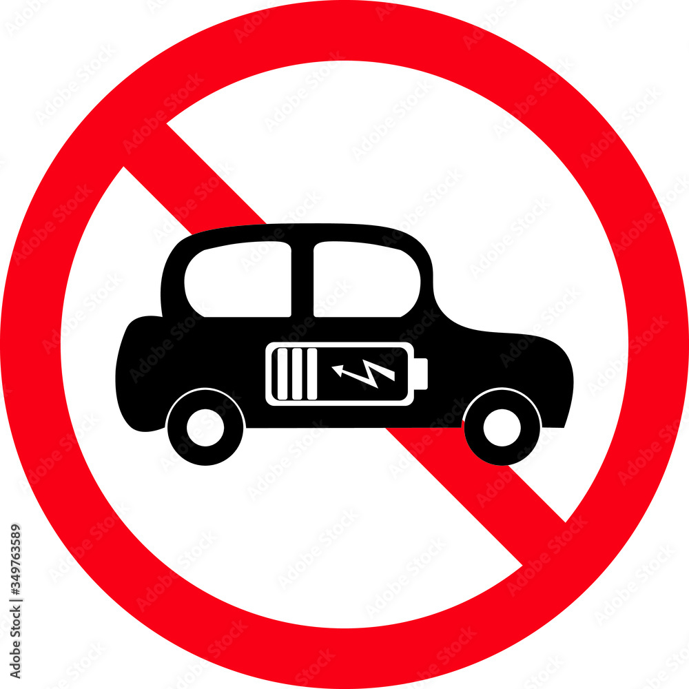 Electric vehicle ban sign, symbol, Vector illustration Electric vehicle ban sign, symbol, Vector illustration
