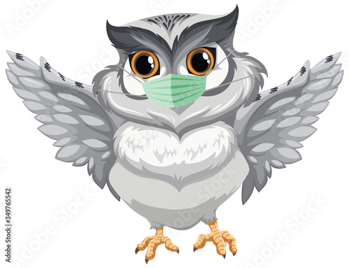 Owl cartoon character wearing mask