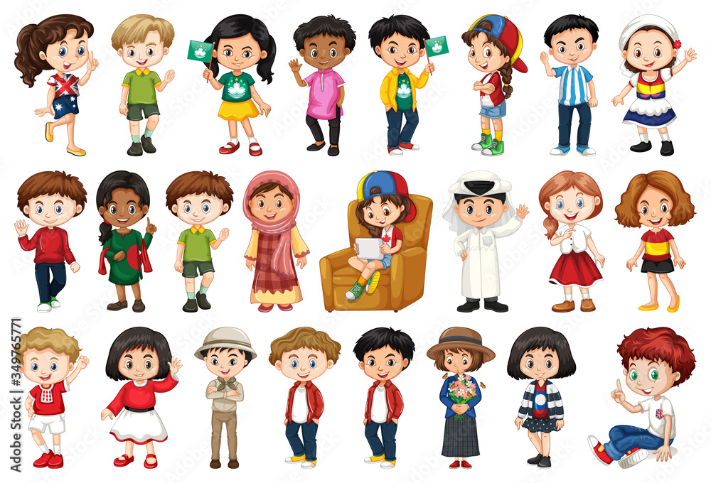Large set of children doing different activities Large set of children doing different activities