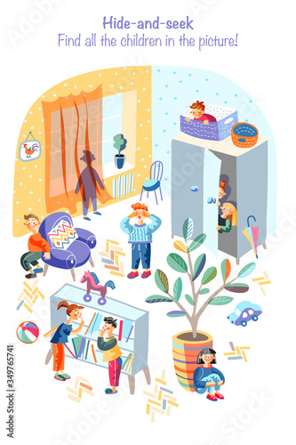 Find all children on picture worksheet for kid