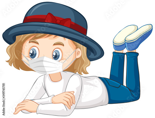 Hat girl charater wearing mask