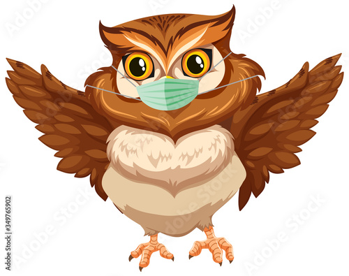 Owl cartoon character wearing mask