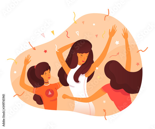 Vector cute illustration of extrovert woman