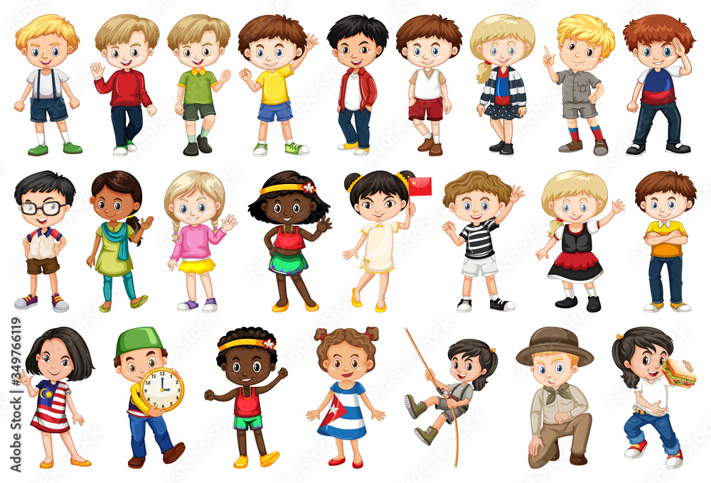 Large set of children doing different activities Large set of children doing different activities