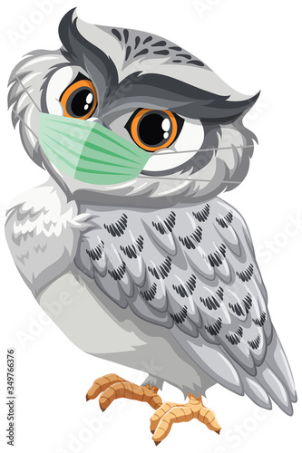 Owl cartoon character  wearing mask