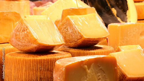 form of aged Parmesan cheese for sale at market