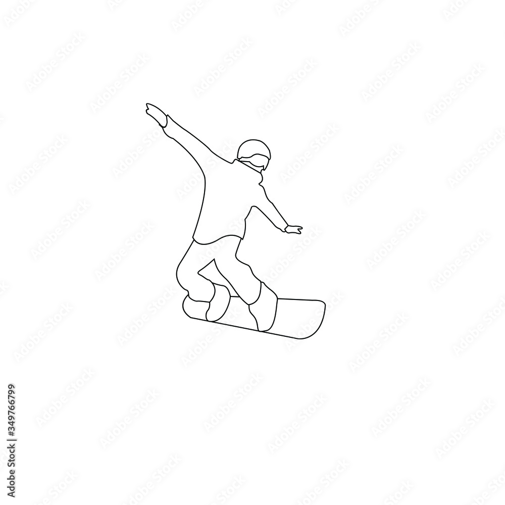 line snowboarder flat black logo icon design vector illustration isolated background