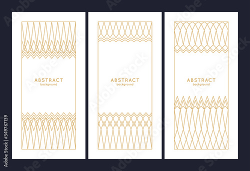 Minimalist postcard for text. Geometric illustration with gold lines.