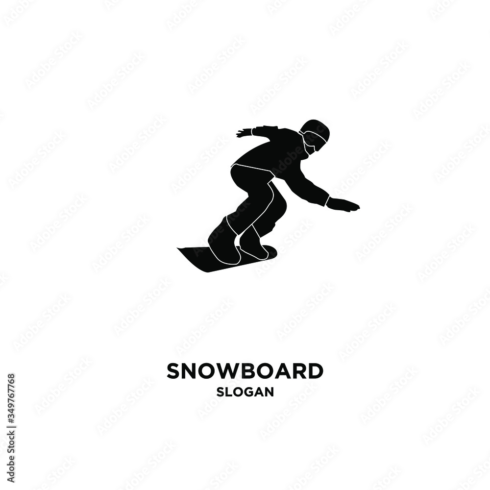 Fototapeta premium snowboarder silhouette black logo icon design vector illustration isolated background