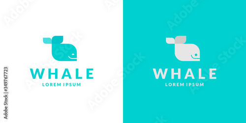 Minimalistic logo of a smiling whale. Modern vector illustration.
