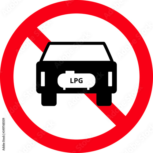 LPG car ban sign, symbol, Vector illustration