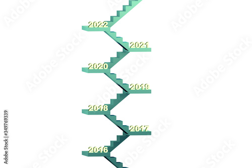 Staircase with many different years - 3d rendering