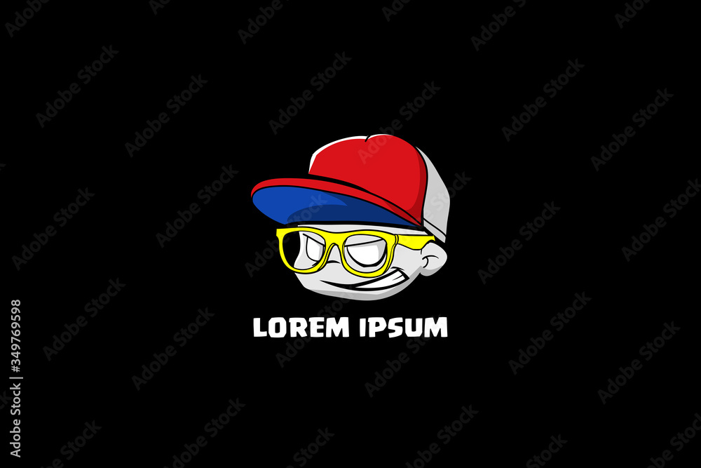 cute boy head with hat and glasses cartoon character vector template cute boy head with hat and glasses cartoon character vector template