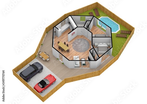 2d floor plan. 3d floor plan. Black&white floor plan. floor plan top view. Floorplan. photo