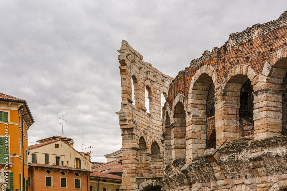The Arena at Piazza Brà in Verona, is a famous Roman amphitheater. Verona, northern Italy