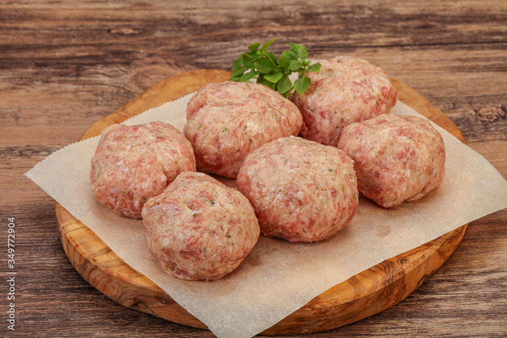 Raw turkey meatball for cooking Raw turkey meatball for cooking