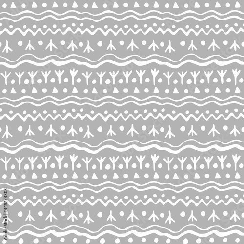 Neutral scandi floral blooms seamless vector background pattern. Stylized paper cut out flower doodle texture.