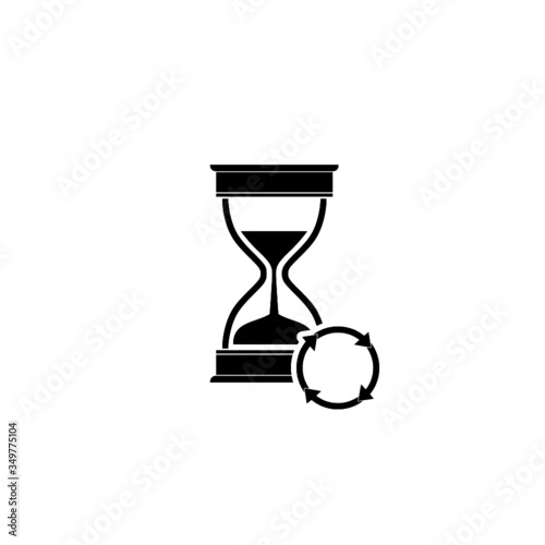 Hourglass or sand watch with round arrow icon for web design isolated on white background