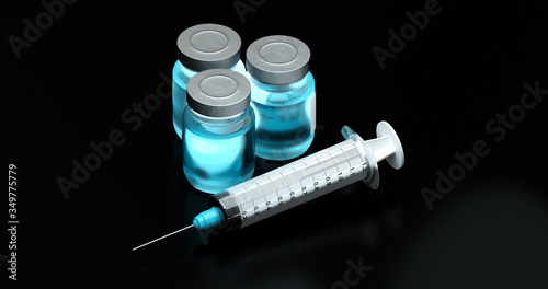 blue Vaccine bottle with syringe black