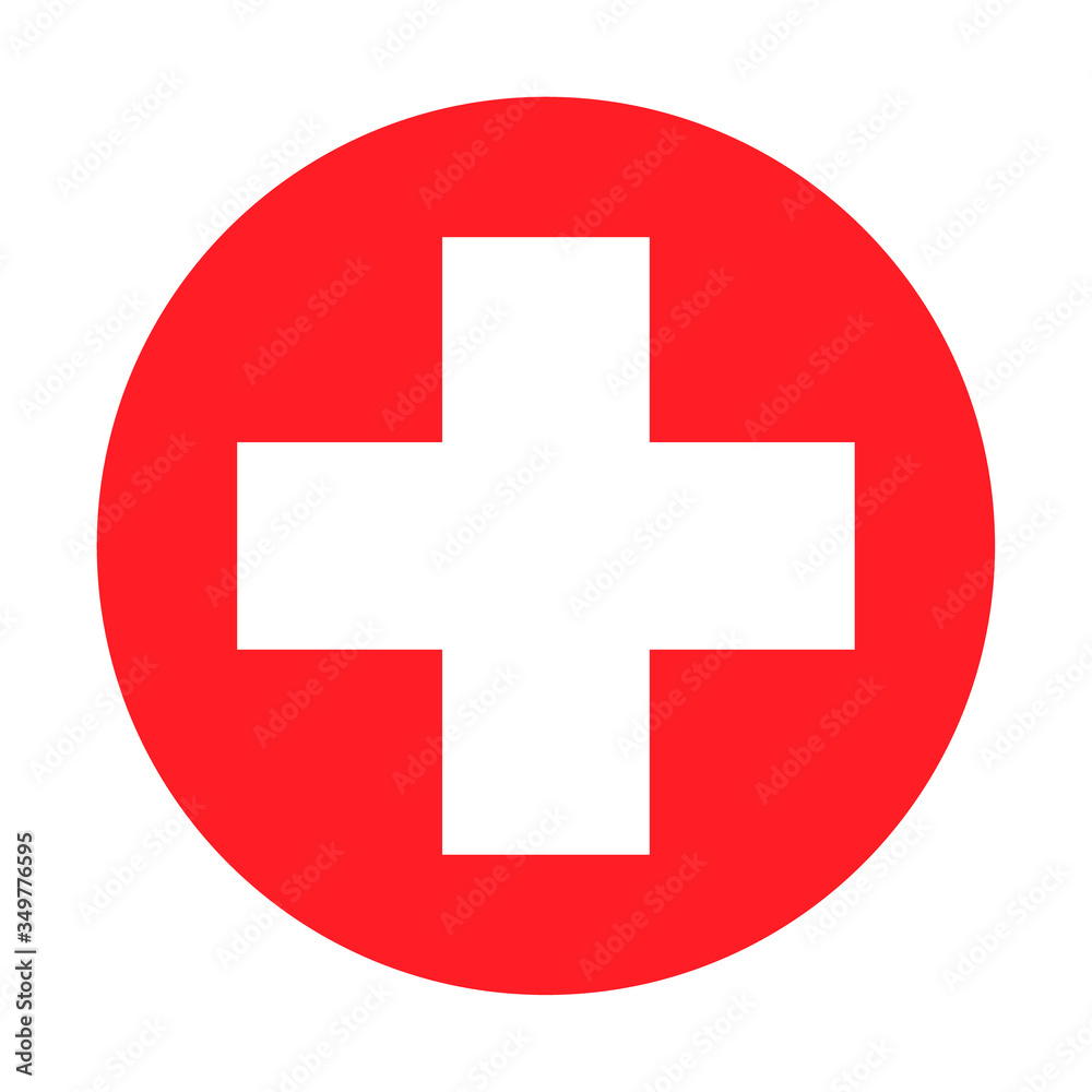 Hospital cross symbol, Medical health icon isolated on white background. Emergency design