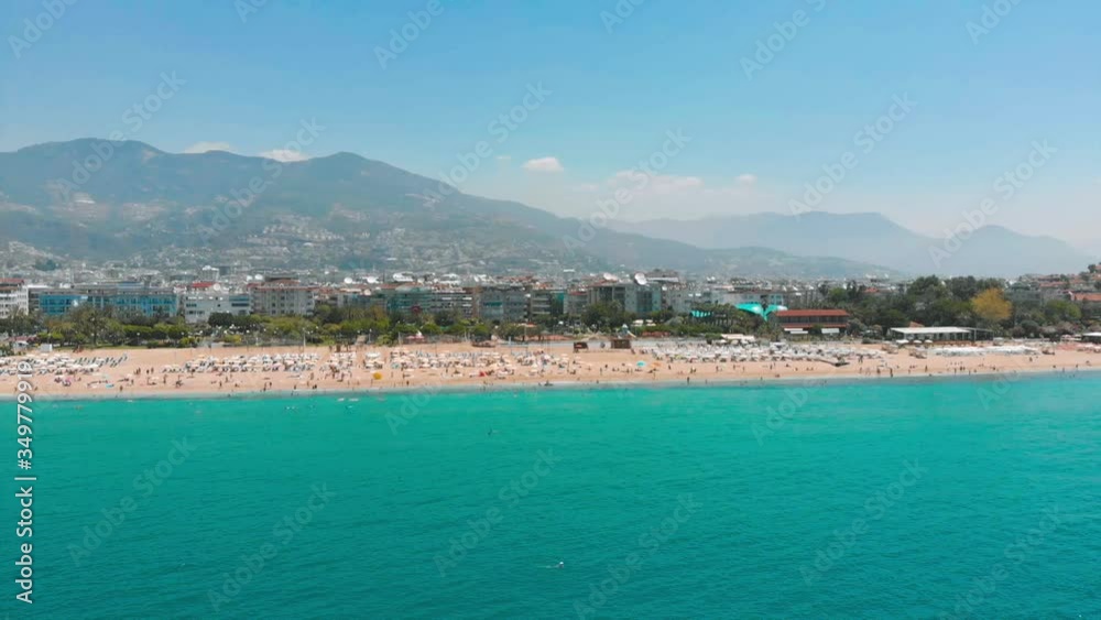 Alanya Turkey view drone Cleopatra Beach Summer Sea Alanya Turkey view drone Cleopatra Beach Summer Sea