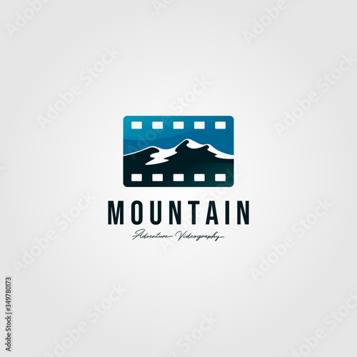 film tape logo landscape of mountain vector illustration design