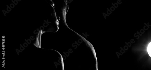silhouette of a couple. Couple in love. Man and woman sexy photo. Sexual. Background. Love photo. 