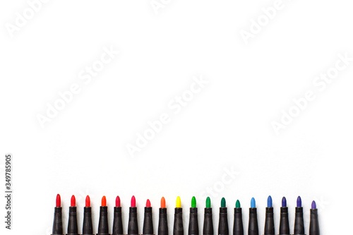 A set of markers with a large number of shades and halftones on a white background with space for text.