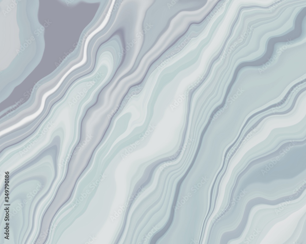 Abstract Liquid smooth Grey blue and white clear color, curve lines marble pattern textures, watercolor decoration fluid flowing acrylic art modern cool background, creative paint brush color