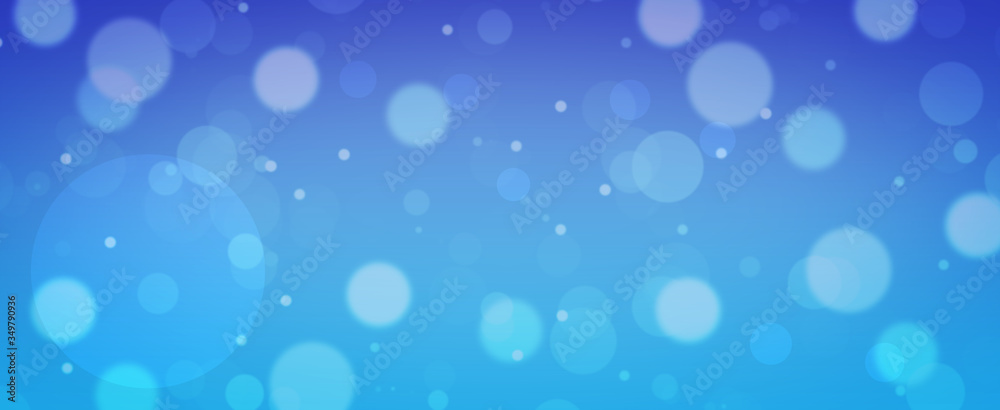 Glowing blue circles.  Spring concept.  Blurred bokeh circles.  Website banner.  Celebration.