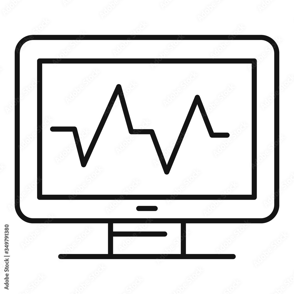 Heart rate hospital monitor icon. Outline heart rate hospital monitor vector icon for web design isolated on white background Heart rate hospital monitor icon. Outline heart rate hospital monitor vector icon for web design isolated on white background