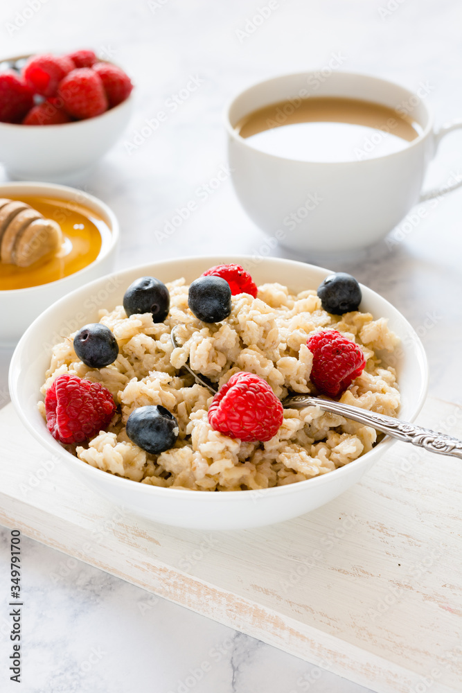 Oatmeal with berries for breakfast in a bowl Oatmeal with berries for breakfast in a bowl