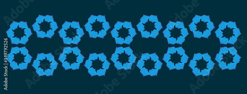 A pattern of abstract schematic figures. A banner made of geometric colors. The border color of a sea wave.