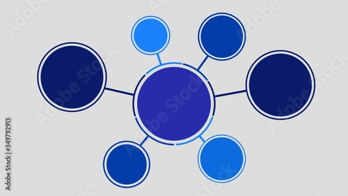 Circle folowchart template. Infographic Social Networking animation in blue. Empty motion infographic template for text with 7 steps